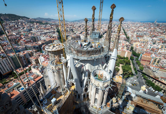 An areal image of the Sagrada Familia in 2016 (courtesy of the Sagrada Familia)